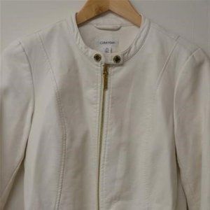 CALVIN KLEIN WHITE LEATHER JACKET